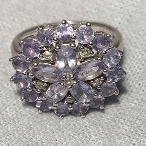 Tanzanite and white topaz ring in sterling silver